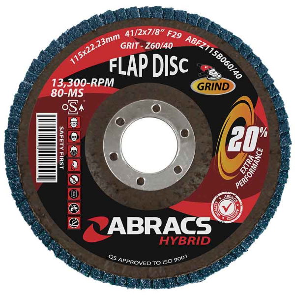 Hybrid Flap Disc 115mm x 22mm x 60/40g 